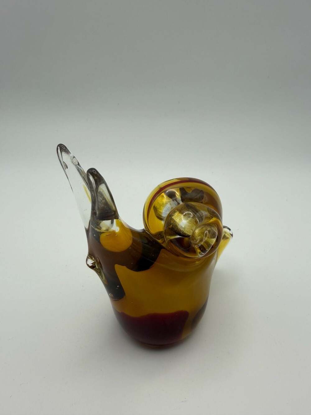 Murano Art Glass Snail Figurine Amber Brown Swirl